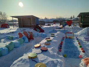 Картинки снежные постройки в детском саду